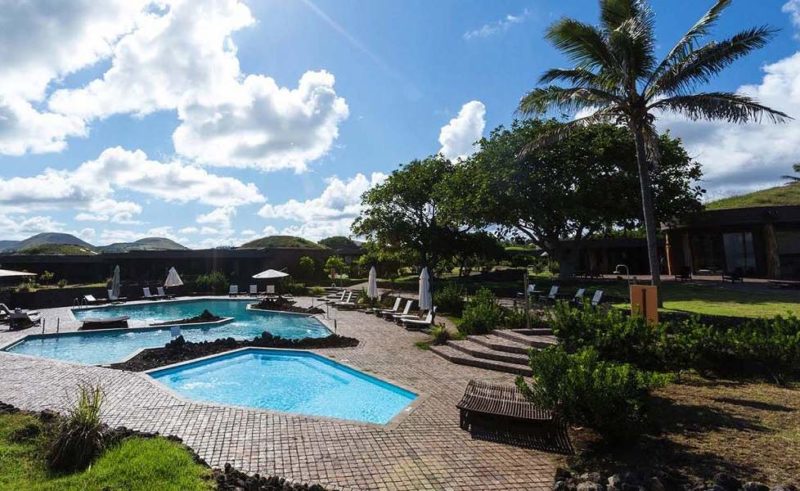 Piscine de l'eco hôtel Hanga Roa sur l'Île de Pâques - Chili | Au Tigre Vanillé